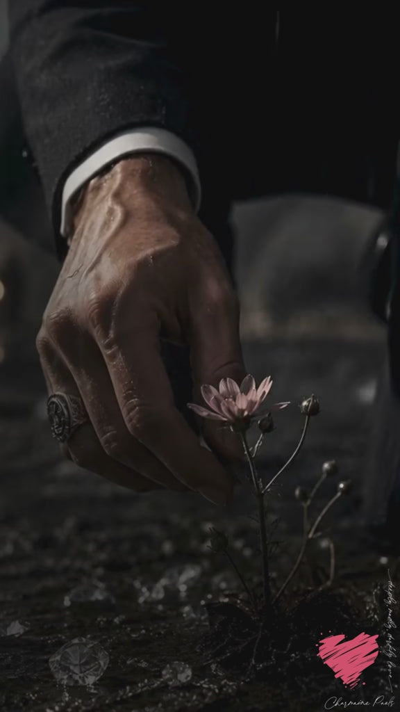 Video of a man picking a flower from the dirt